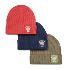 Strick-Beanie navy/rot/khaki